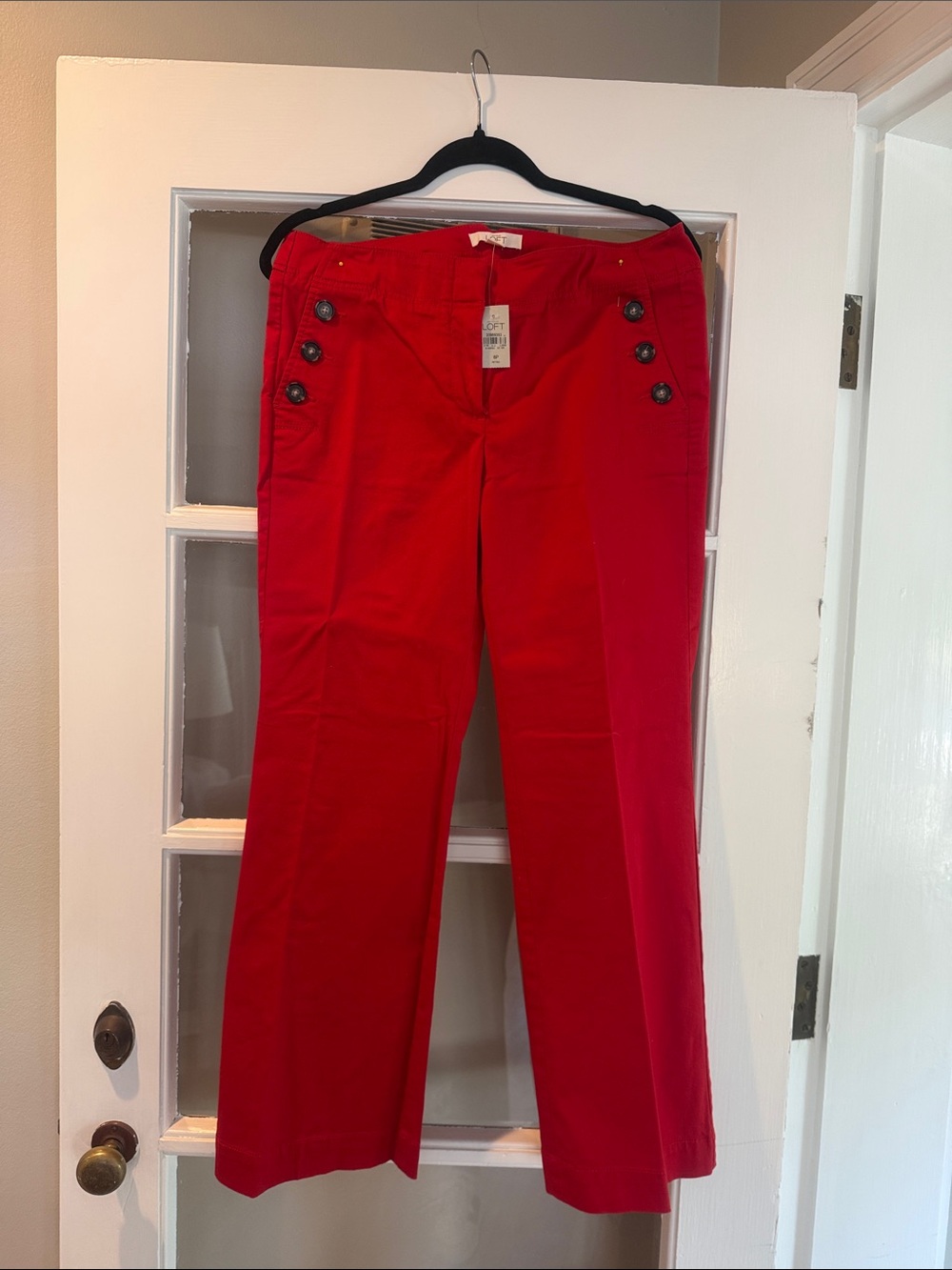 LOFT Red Wide-Leg Sailor Pants